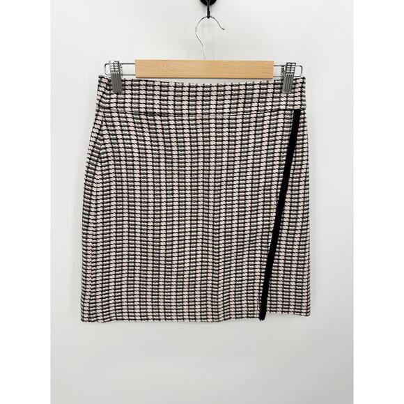 J. Crew Factory Plaid Pink Tweed Faux Wrap Mini Skirt Womens Size 0 - Picture 1 of 7